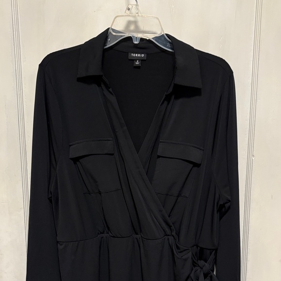 Torrid Black Long Sleeve Crossbody Dress 2 or 18/20 - Picture 2 of 10